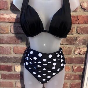 Black and White Polka Dot Women's Swimsuit